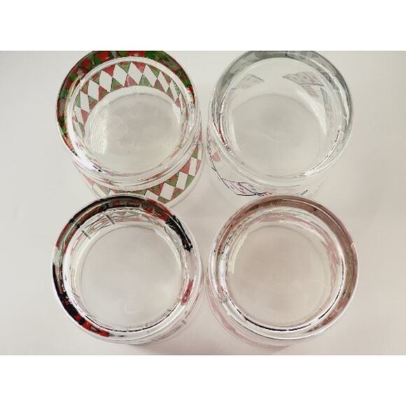 Vintage Retro Board Game Themed Beverage Glasses Set of 4 Barware Dice Dominos - Picture 11 of 14